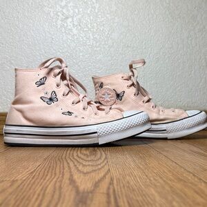 Converse Pink High-Top Sneakers with Butterfly Design